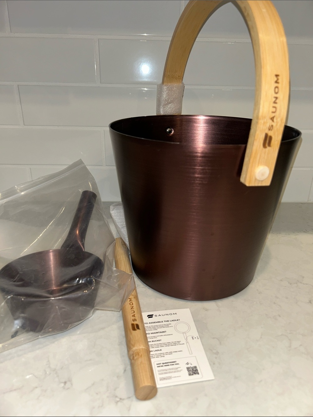 SAUNOM Aluminum Sauna Bucket and Ladle Set 1.3 Gallon Bucket & 13.5 oz Ladle